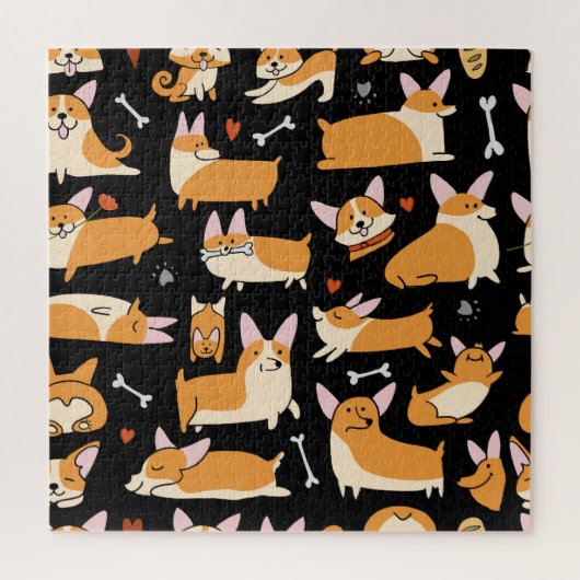 Corgi Dogs、かわいいシームレスな背景。 ジグソーパズル (縦)