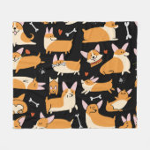 Corgi Dogs、かわいいシームレスな背景。 フリースブランケット (正面(横))