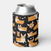 Corgi Dogs、かわいいシームレスな背景。 缶クーラー (缶正面)