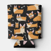 Corgi Dogs、かわいいシームレスな背景。 缶クーラー (裏面)