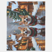 Corgi Dogs Christmas Snow Holiday フリースブランケット (正面)