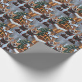 Corgi Dogs Christmas Snow Holiday ラッピングペーパー (角)