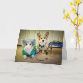 Corgi Drとナース感じBetter Soonカード カード (黄色い花)