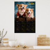 Corgi Duo 2026 Calendar ポスター (キッチン)