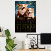 Corgi Duo 2026 Calendar ポスター (ホームオフィス)