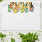 Corgi Easter T-Shirt_1 キッチンタオル (折り畳み)