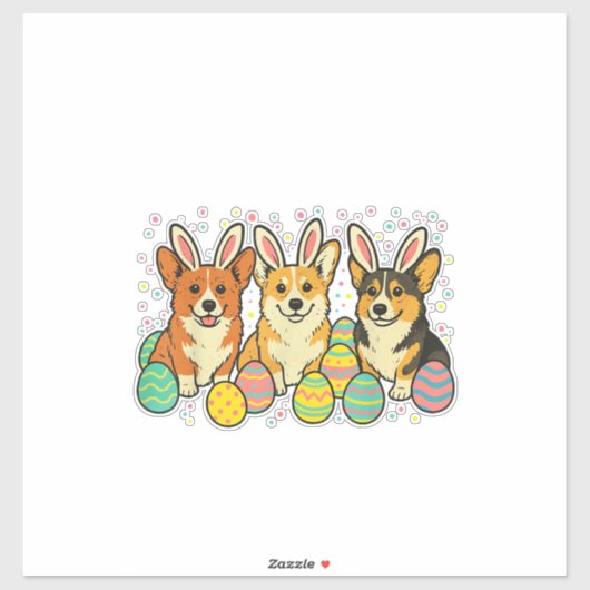 Corgi Easter T-Shirt_1 シール (シート)