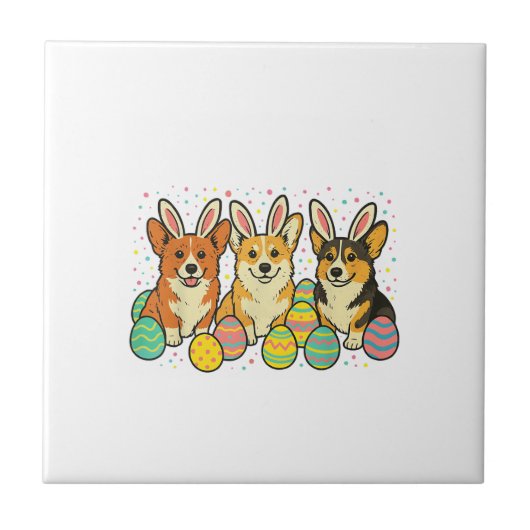 Corgi Easter T-Shirt_1 タイル (正面)