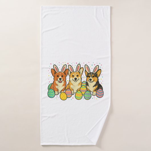 Corgi Easter T-Shirt_1 バスタオル (バスタオル)
