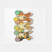 Corgi Easter T-Shirt_1 フリースブランケット (正面(横))