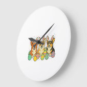 Corgi Easter T-Shirt_1 ラージ壁時計 (傾斜)