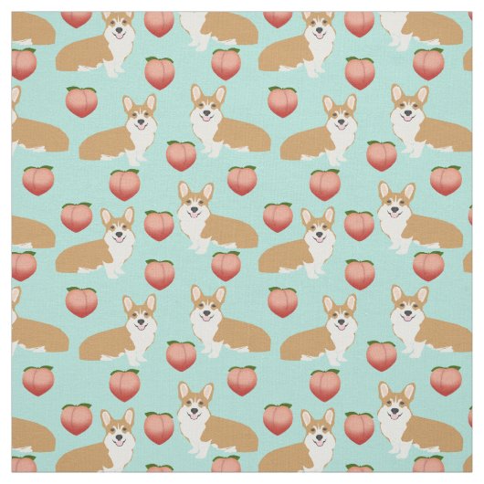 Corgi Emoji Fabric – かわいい桃のコギスお尻 ファブリック (見本)