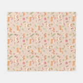 Corgi Floral Seamless Pattern - Cute Dog Art フリースブランケット (正面(横))