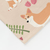 Corgi Floral Seamless Pattern - Cute Dog Art フリースブランケット (角)