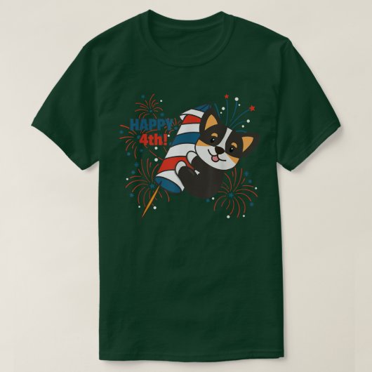 Corgi For the Fireworks Kids(7月4日花火の子ども) Tシャツ (デザイン正面)