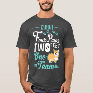 Corgi Four Paws Two Feet One Team Corgi-479 Tシャツ