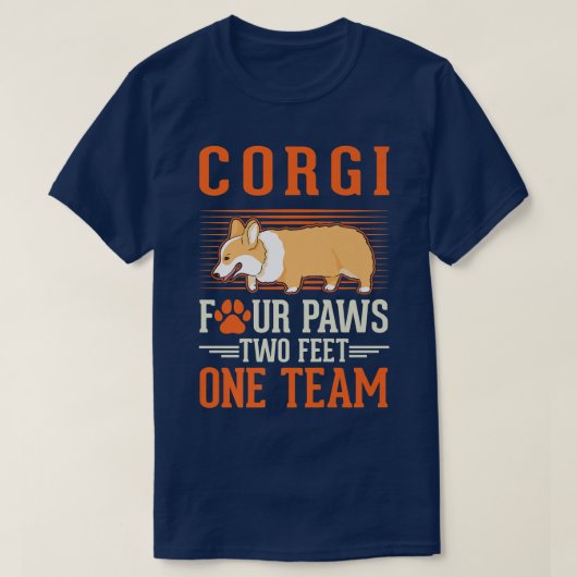 Corgi Four Paws Two Feet One Team Corgi-480 Tシャツ (デザイン正面)