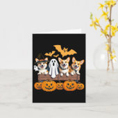 Corgi Halloween Trio Funny Spooky Dog Lover Outfit カード (黄色い花)