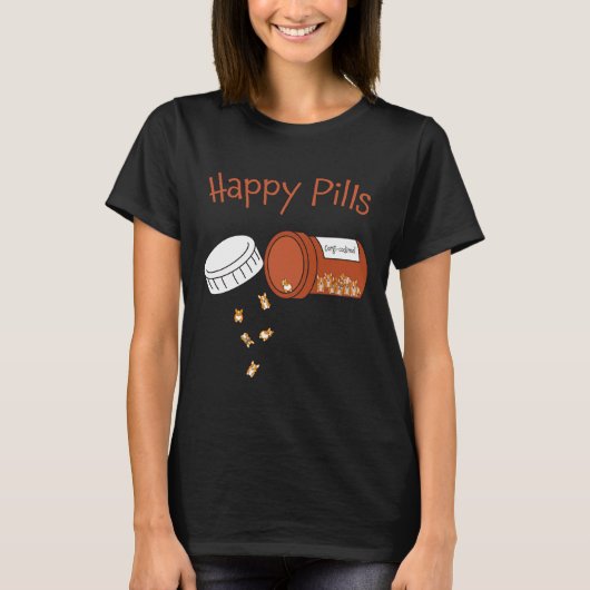Corgi Happy Pills Tシャツ (正面)
