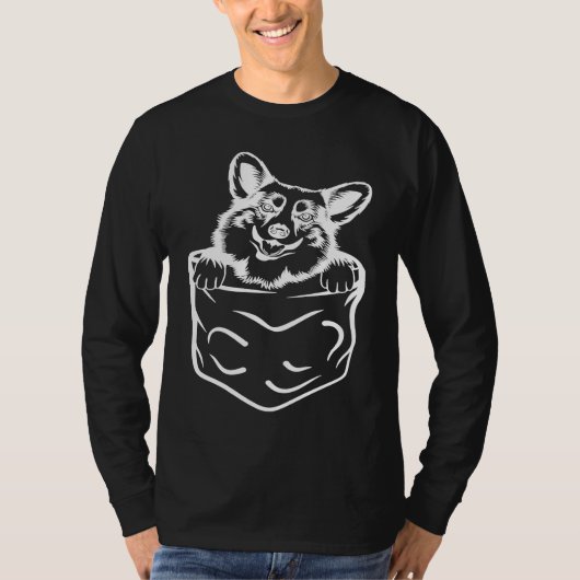 Corgi In Pocket Dog Ladies Man Dog Tシャツ (正面)