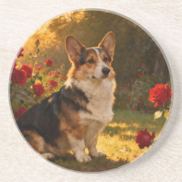 Corgi in the Roses I コースター