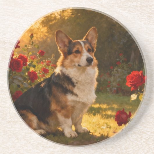 Corgi in the Roses I コースター (正面)