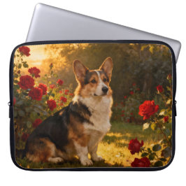 Corgi in the Roses I ラップトップスリーブ