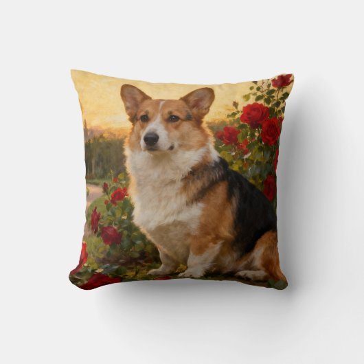 Corgi in the Roses II クッション (正面)