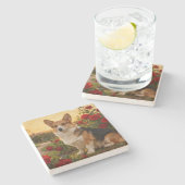 Corgi in the Roses II ストーンコースター (横)