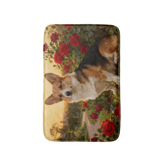 Corgi in the Roses II バスマット (正面縦)