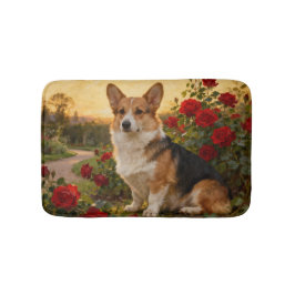 Corgi in the Roses II バスマット