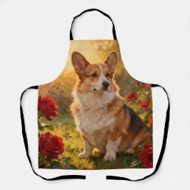 Corgi in the Roses III エプロン