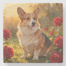 Corgi in the Roses III ストーンコースター