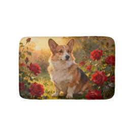 Corgi in the Roses III バスマット
