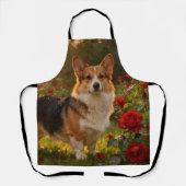 Corgi in the Roses IV エプロン (正面)