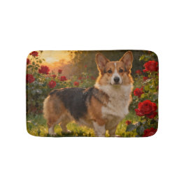 Corgi in the Roses IV バスマット