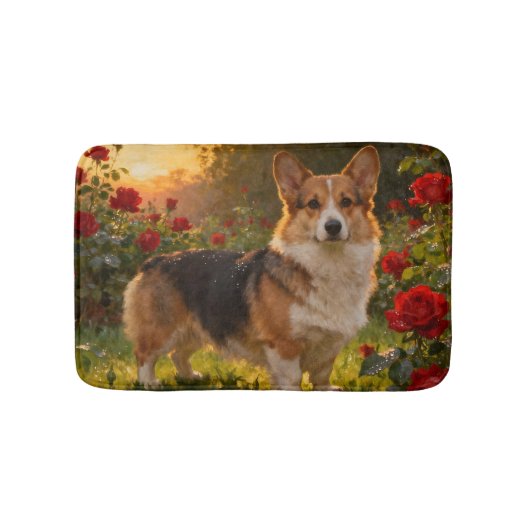 Corgi in the Roses IV バスマット (正面)