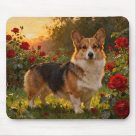Corgi in the Roses IV マウスパッド