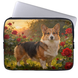 Corgi in the Roses IV ラップトップスリーブ