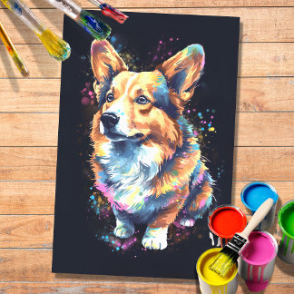Corgi in Water Color 1デコページ紙 薄葉紙
