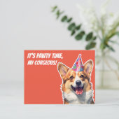Corgi It's Birthday party time my corgeous インビテーションポストカード (スタンド正面)