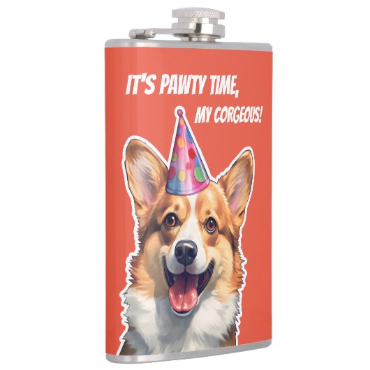 Corgi It's Birthday party time my corgeous フラスク (右)
