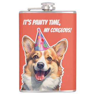 Corgi It's Birthday party time my corgeous フラスク