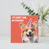 Corgi It's Birthday party time my corgeous 招待状 (スタンド正面)