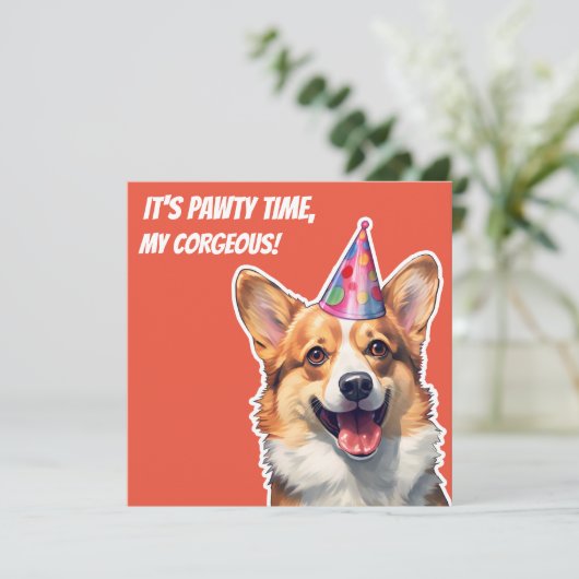 Corgi It's Birthday party time my corgeous 招待状 (スタンド正面)