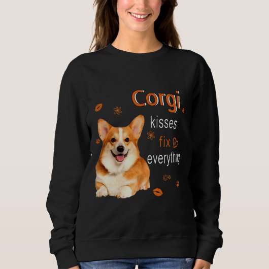 Corgi Kisses Fix Everything 1249 スウェットシャツ (正面)