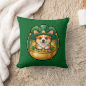 Corgi Leprechaun Pot of Gold St. Patrick’s Day T クッション (ブランケット)