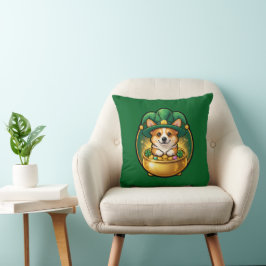 Corgi Leprechaun Pot of Gold St. Patrick’s Day T クッション