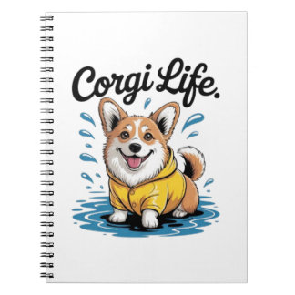 Corgi Life – かわいい犬のレインコートヴィンテージ ノートブック