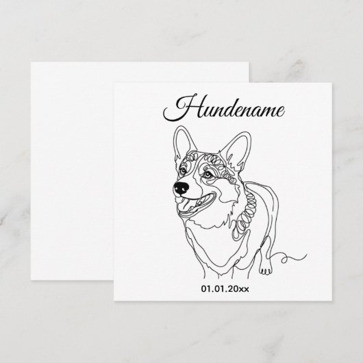 Corgi Line Art personalized dog (正面/裏面)